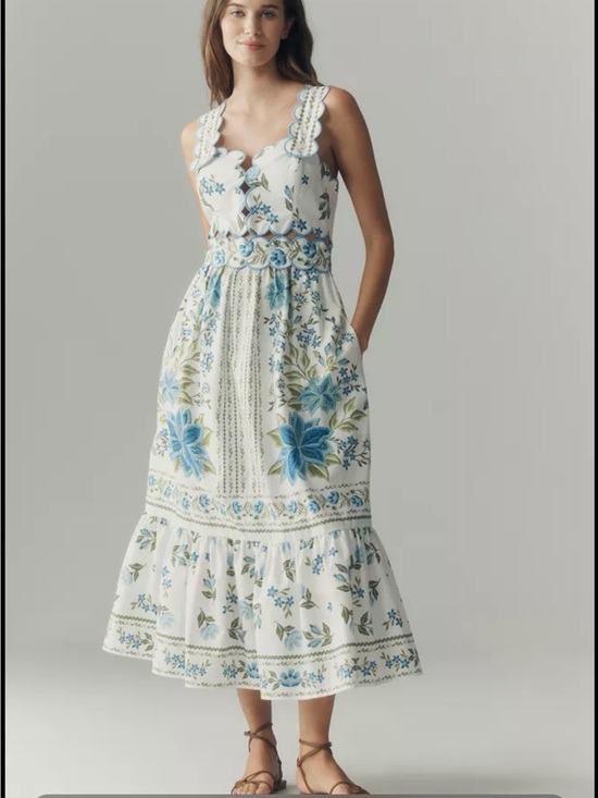 FARM Rio Dresses & Skirts - Farm Rio x Anthropologie Blue & White Midi Dress – Size Small – NEW